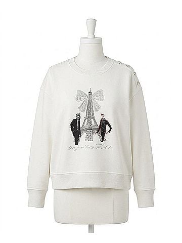 Karl Lagerfeld Eiffel Tower Crewneck Sweatshirt - Plus in Soft White (view 1)