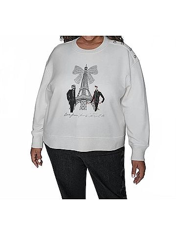 Karl Lagerfeld Eiffel Tower Crewneck Sweatshirt - Plus in Soft White (view 2)