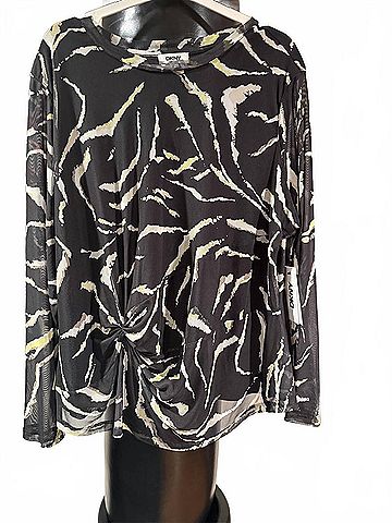 DKNY Women's Mesh Long Sleeve Top in Black (view 2)