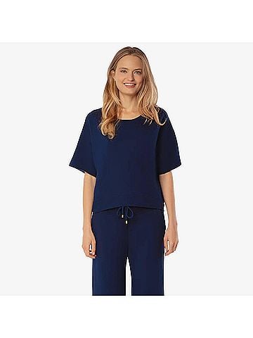 Helen Jon Short Sleeve Pullover Top in Navy (view 2)