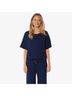 Helen Jon Solid Blue Short Sleeve Pullover Top in Navy Size XS - photo 2