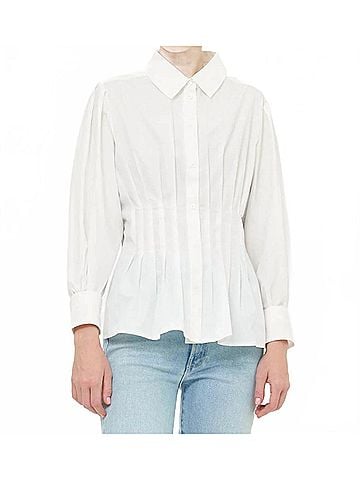 Oliphant Elizabeth Soft Peplum Silhouette Top in Cloud (view 2)