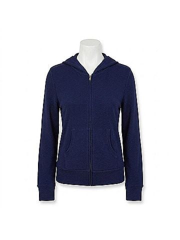 Monrow Supersoft Zip Hoodie in Navy Or Midnight (view 1)
