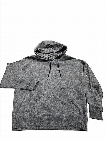 DKNY Women's Rhinestone Logo Fleece Hoodie in Black Heather (view 1)