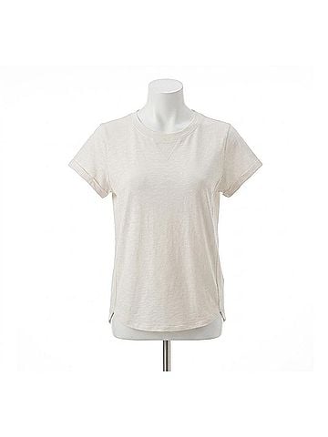 DKNY V-Inset Roll-Sleeve T-Shirt in Light City Khaki (view 1)