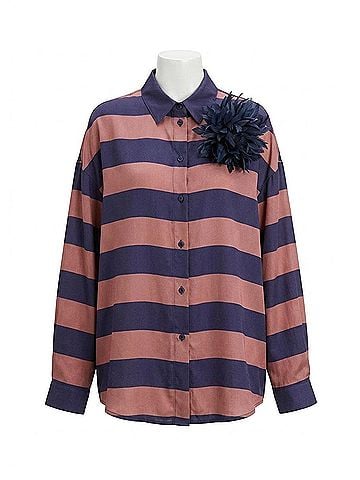 Essentiel Antwerp Jaim Striped Shirt in Purple/Vintage Pink (view 1)