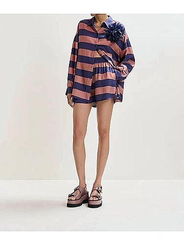 Essentiel Antwerp Jaim Striped Shirt in Purple/Vintage Pink (view 2)