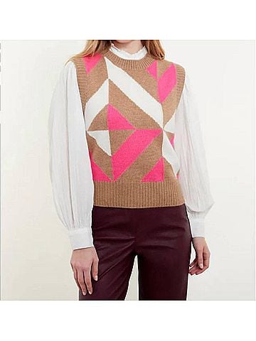 Kinross Lucia Geo Vest in Almond Multi (view 2)