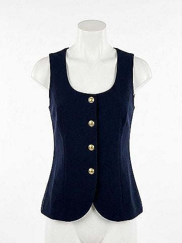 Fifteen Twenty June Button-Up Vest in Midnight Blue (view 1)