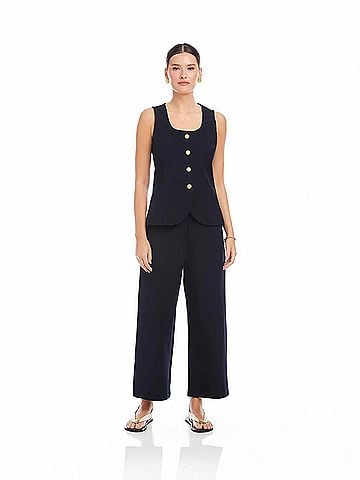 Fifteen Twenty June Button-Up Vest in Midnight Blue (view 2)