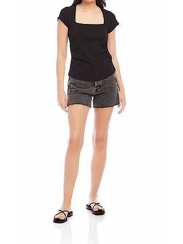Fifteen Twenty Lorna Cap Sleeve Top in Black (view 2)