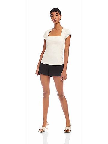 Fifteen Twenty Lorna Cap Sleeve Top in Ecru (view 2)