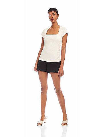 Fifteen Twenty Lorna Cap Sleeve Top in Ecru (view 2)