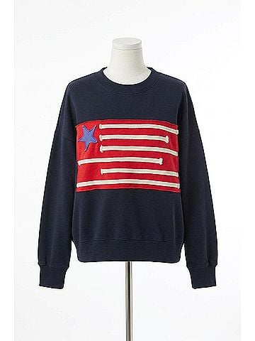 Oddi Acid Washed Flag Patch Sweatshirt in Black (view 1)