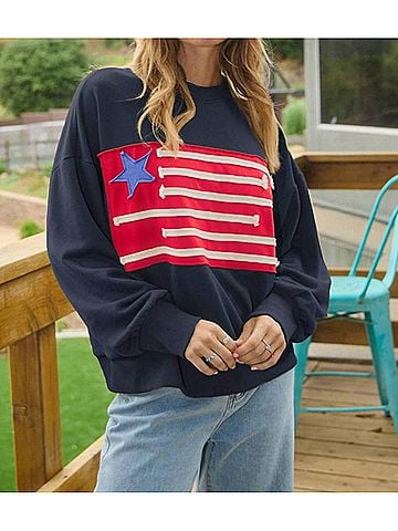Oddi Acid Washed Flag Patch Sweatshirt in Black (view 2)