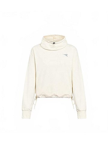 Diadora Lightweight Jersey Pullover Hoodie Run Crew Top in Whisper White (view 1)