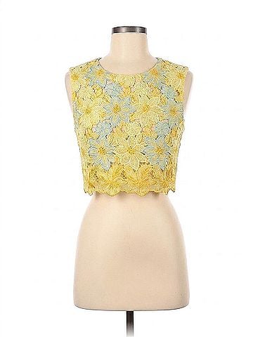 Milly Alina Lace Sleeveless Top in Yellow (view 1)