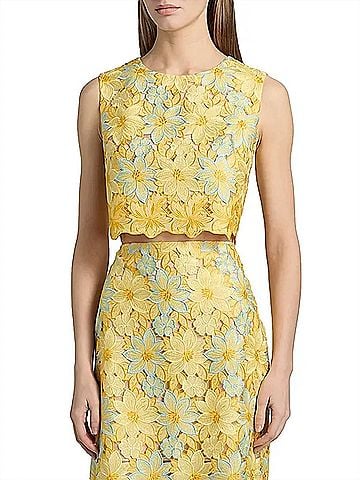 Milly Alina Lace Sleeveless Top in Yellow (view 2)