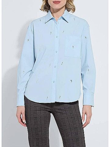 Lyssé Skye Crystal Embellished Shirt in Blue Bell (view 2)