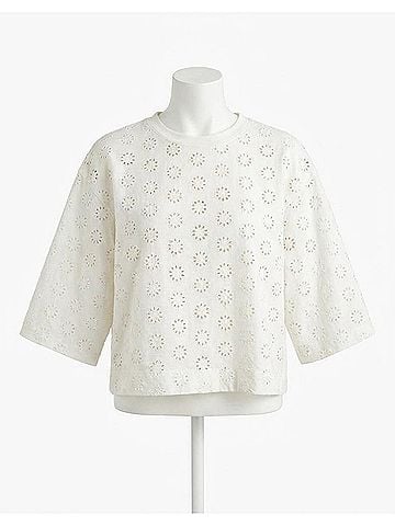 Madewell Boxy Embroidered Wide Sleeve Tee in White (view 1)