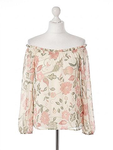 Charlie B Printed Off-Shoulder Blouse in Rustic (view 1)