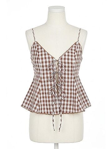 Lucy Paris Holly Tie Tank Top in Brown (view 1)