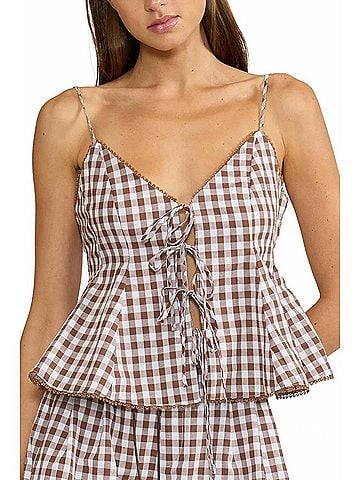 Lucy Paris Holly Tie Tank Top in Brown (view 2)