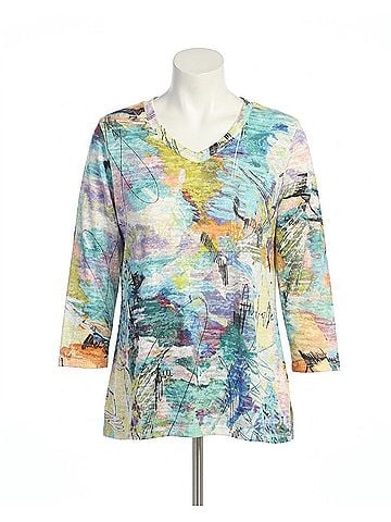 Jess & Jane Kelly Burnout Sublimation Top in Abstract Print (view 1)