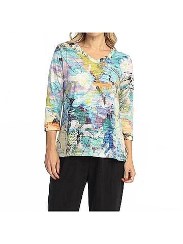 Jess & Jane Kelly Burnout Sublimation Top in Abstract Print (view 2)
