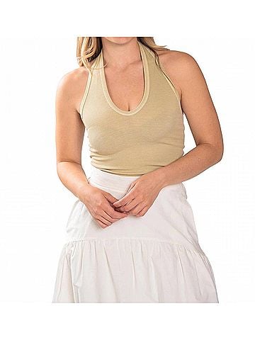 Enza Costa Silk Rib U Halter Top in Beach Glass (view 2)