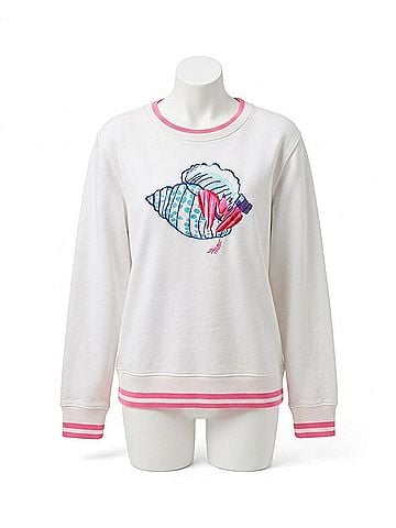 Lilly Pulitzer Ballad Long Sleeve Sweatshirt in White/Multi (view 1)