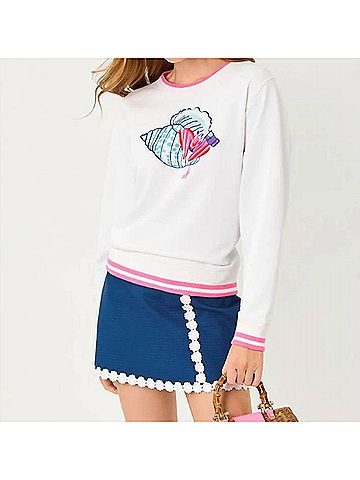 Lilly Pulitzer Ballad Long Sleeve Sweatshirt in White/Multi (view 2)