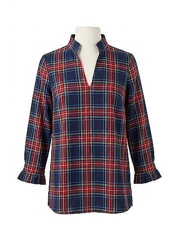 CK Bradley New York Aspen Blouse in Navy Plaid (view 1)