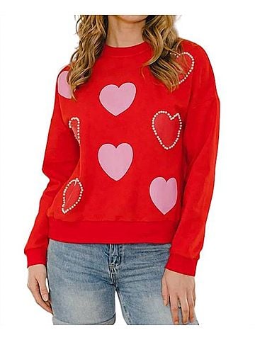 Oddi Hearts Of Love Sweatshirt in Red (view 2)