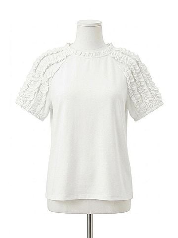 Oddi Ruffle Knit Top in White (view 1)