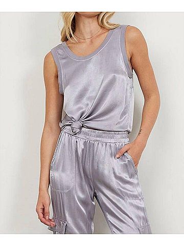 LA Made Silky You Tank Top in Chrome (view 2)
