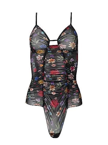 ONLY HEARTS Sylvie Pin Up Bodysuit in Black Floral (view 1)