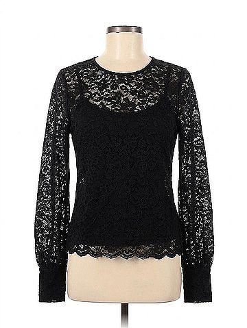 Fifteen Twenty Ina Stretch Lace Long Sleeve Top in Black (view 1)