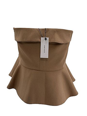 Karen Millen Compact Stretch Bandeau Button Peplum Top Sleeveless Top (view 2)