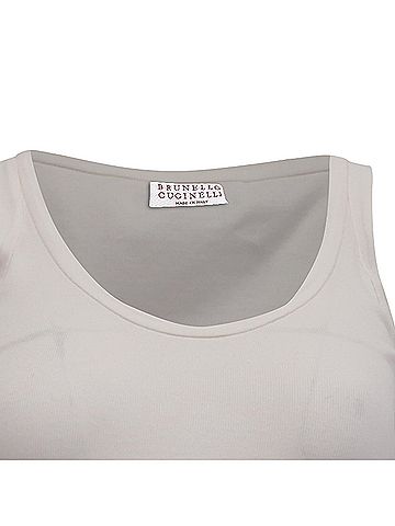 Brunello Cucinelli Brunello Cucinelli Tank Top in White Cotton (view 2)
