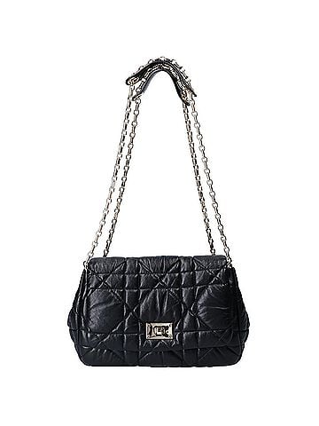 Christian Dior Christian Dior 01-BO-0162 Black Macro Cannage Leather Chain Shoulder Bag - Women's (view 1)
