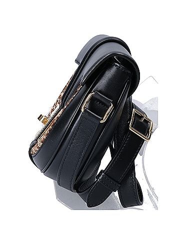 Céline CELINE (Celine) 2019 model, 188013, Black Calfskin x Haircalf Leopard Print Small Buzas 16 Shoulder Bag - Black, Women's (view 2)