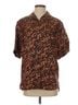Sandro Animal Print Brown Sandro Short Sleeve Button Down Shirt Size S - photo 1