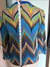 Tabitha 100% Cotton Chevron-herringbone Blue Green Cardigan Size M - photo 4