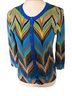 Tabitha 100% Cotton Chevron-herringbone Blue Green Cardigan Size M - photo 1