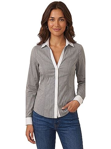 Express The Essential Long Sleeve Button-Down Shirt (view 1)