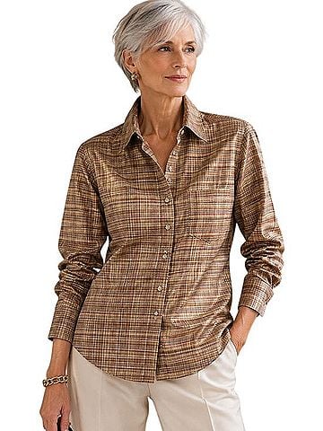 Ellen Tracy Long Sleeve Button-Down Shirt (view 1)