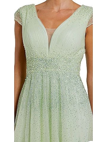 Mac Duggal Mac Duggal 37018 Jeweled Dress Tulle Sz 14 Sage Green Cocktail Dress (view 2)