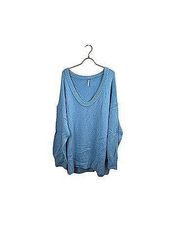 Free People Blue Brookside Oversized Slouchy Tunic Pullover Sweater (view 1)