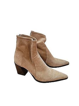 Zara Beige Suede Heeled Boots Heels (view 1)